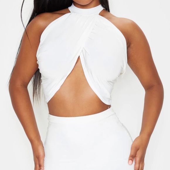 PLT White Ribbed Crop Tank – Cutout Trendy Fit - Picture 3 of 7